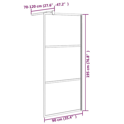 brusevæg 90x195 cm mørkt sikkerhedsglas sort