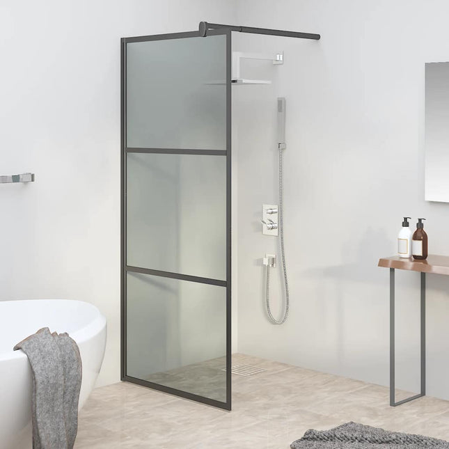 brusevæg 90x195 cm mørkt sikkerhedsglas sort