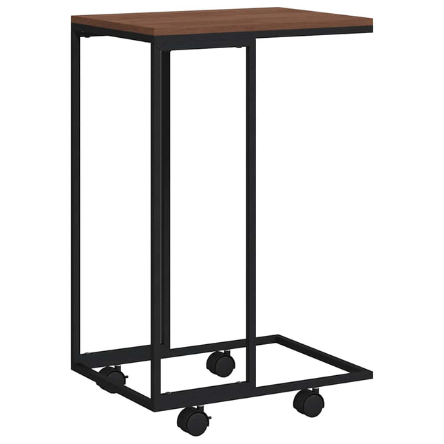 sidebord med hjul 40x30x63,5 cm konstrueret træ sort