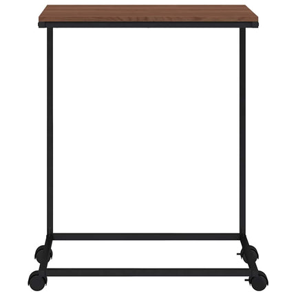 sidebord med hjul 55x35x70 cm konstrueret træ sort