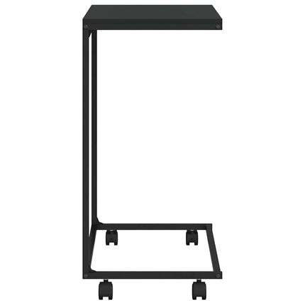 sidebord med hjul 55x35x70 cm konstrueret træ sort