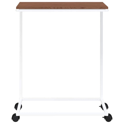 sidebord med hjul 55x35x70 cm konstrueret træ hvid