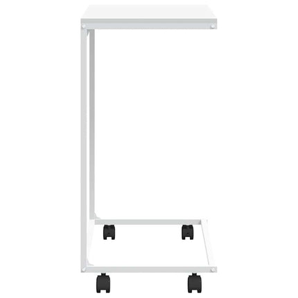 sidebord med hjul 55x35x70 cm konstrueret træ hvid