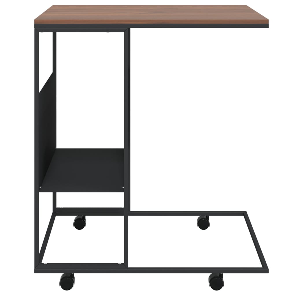 sidebord med hjul 55x36x63,5 cm konstrueret træ sort