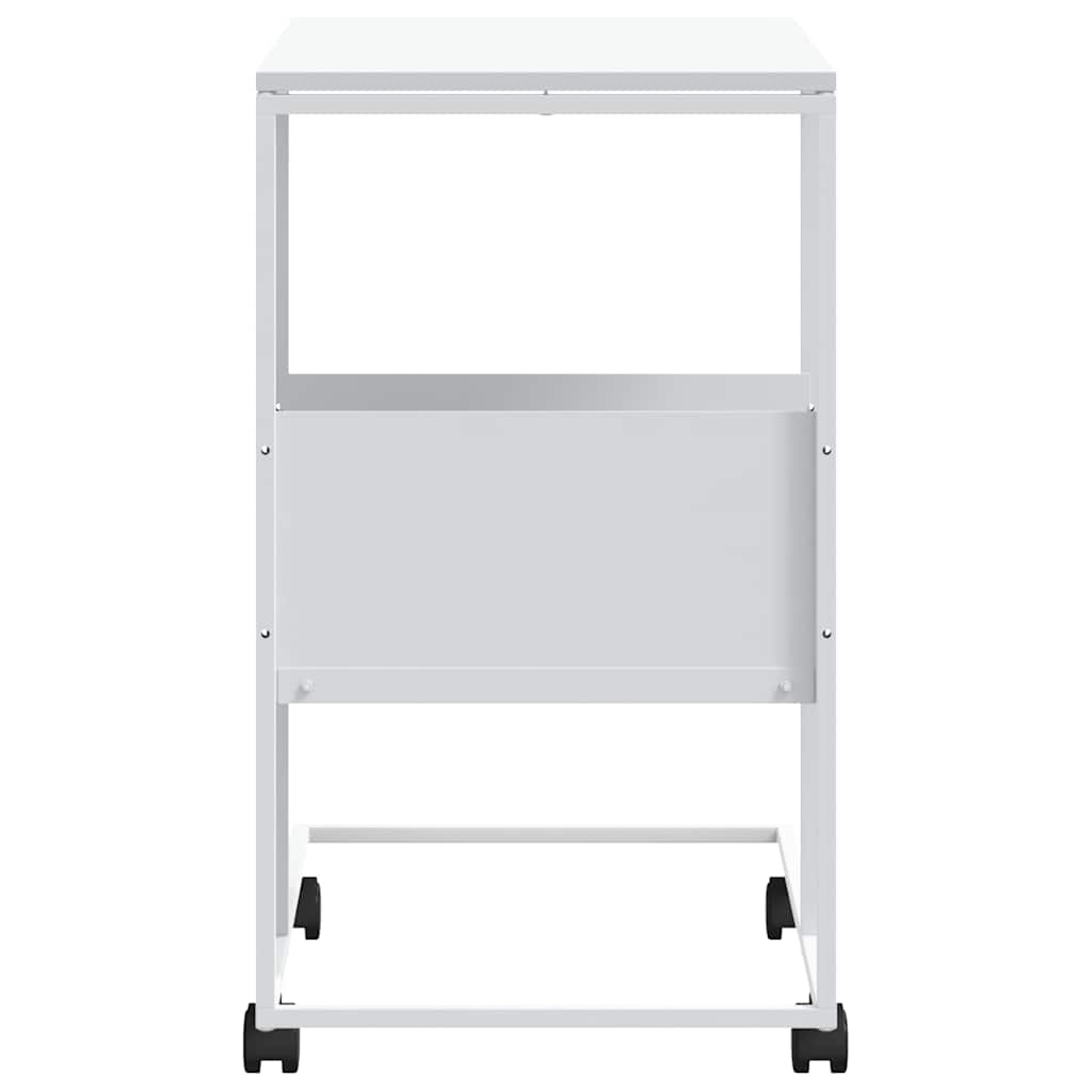 sidebord med hjul 55x36x63,5 cm konstrueret træ hvid