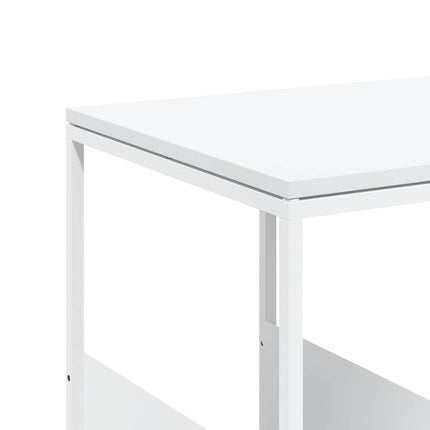 sidebord med hjul 55x36x63,5 cm konstrueret træ hvid