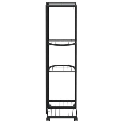 blomsterstativ 4 niveauer med hjul 44x23x80 cm jern sort