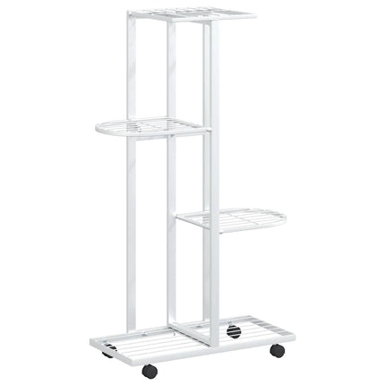 blomsterstativ 4 niveauer med hjul 44x23x80 cm jern hvid