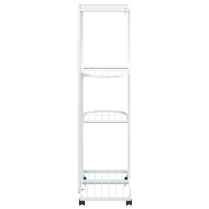 blomsterstativ 4 niveauer med hjul 44x23x80 cm jern hvid