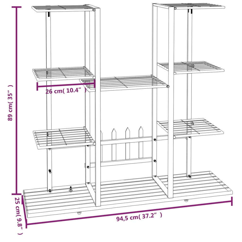 blomsterstativ 94,5x25x89 cm jern hvid