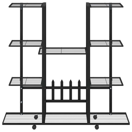blomsterstativ med hjul 94,5x24,5x91,5 cm jern sort