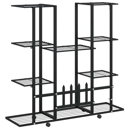 blomsterstativ med hjul 94,5x24,5x91,5 cm jern sort
