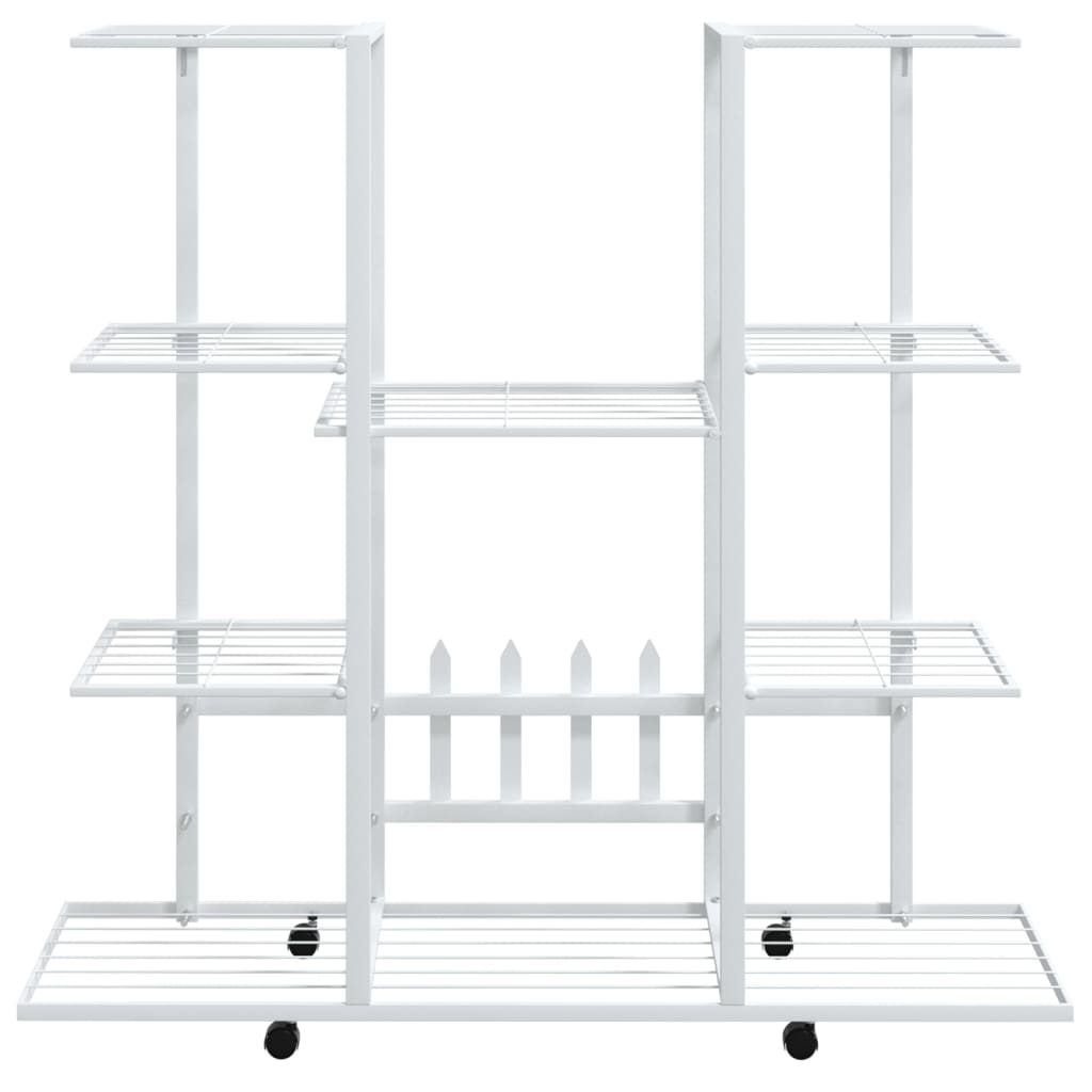 blomsterstativ med hjul 94,5x24,5x91,5 cm jern hvid