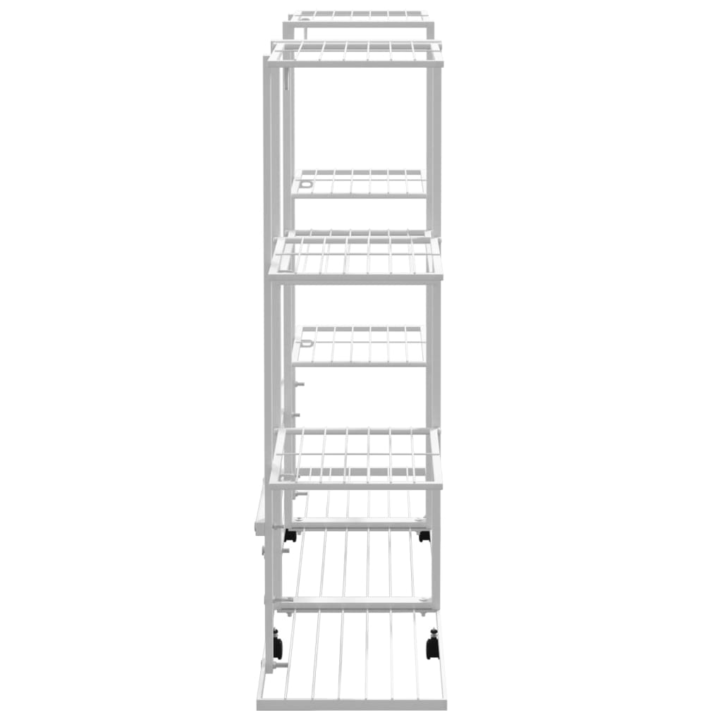 blomsterstativ med hjul 94,5x24,5x91,5 cm jern hvid