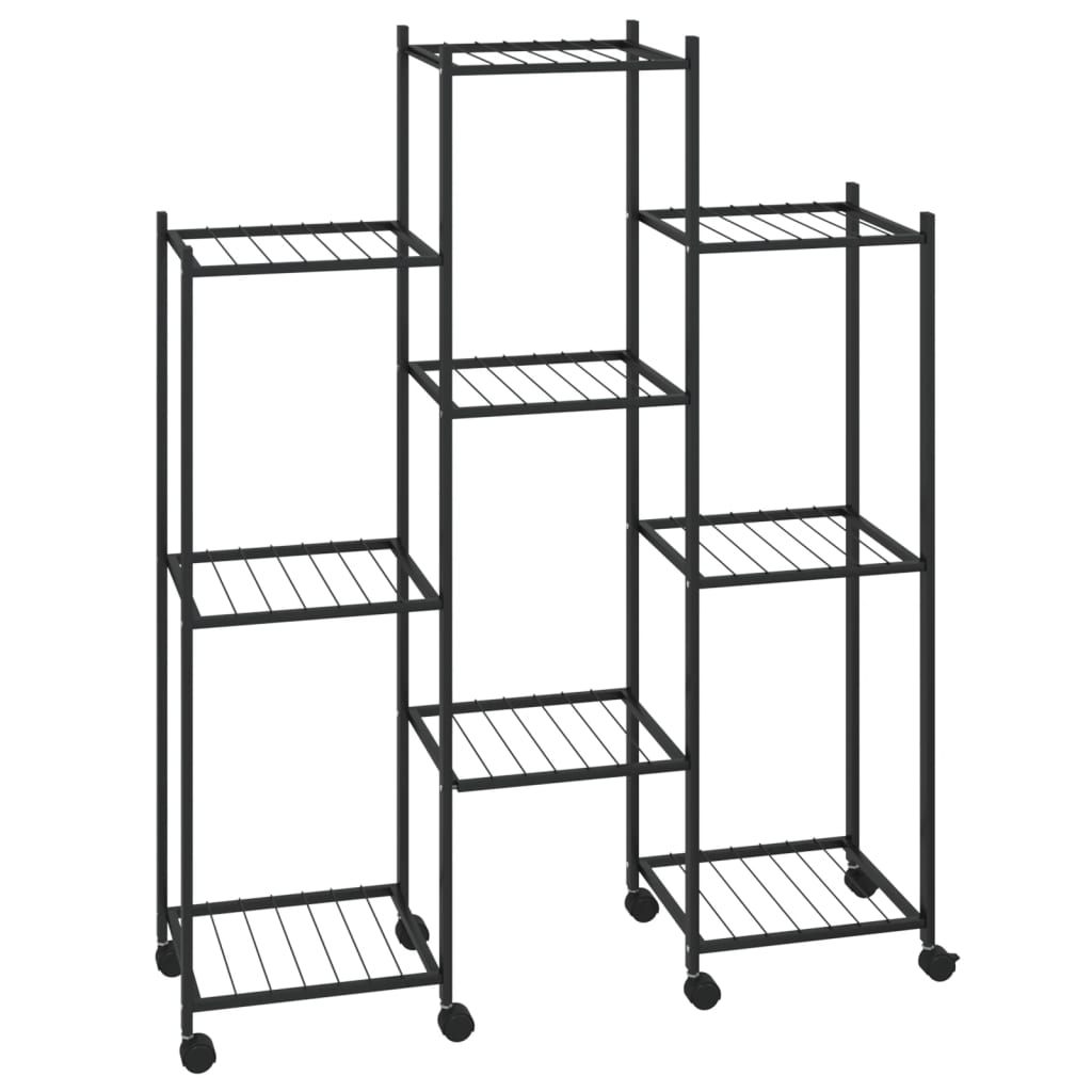 blomsterstativ med hjul 83x25x103,5 cm jern sort