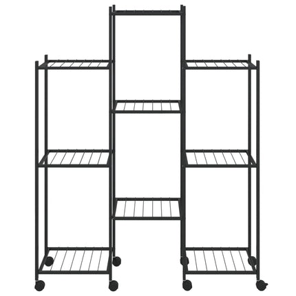 blomsterstativ med hjul 83x25x103,5 cm jern sort