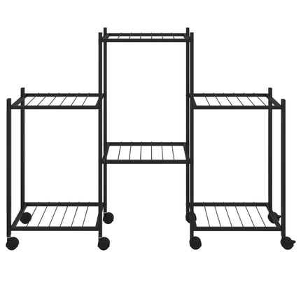 blomsterstativ med hjul 83x25x63,5 cm jern sort