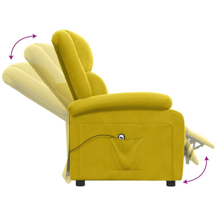 eldrevet lænestol velour gul
