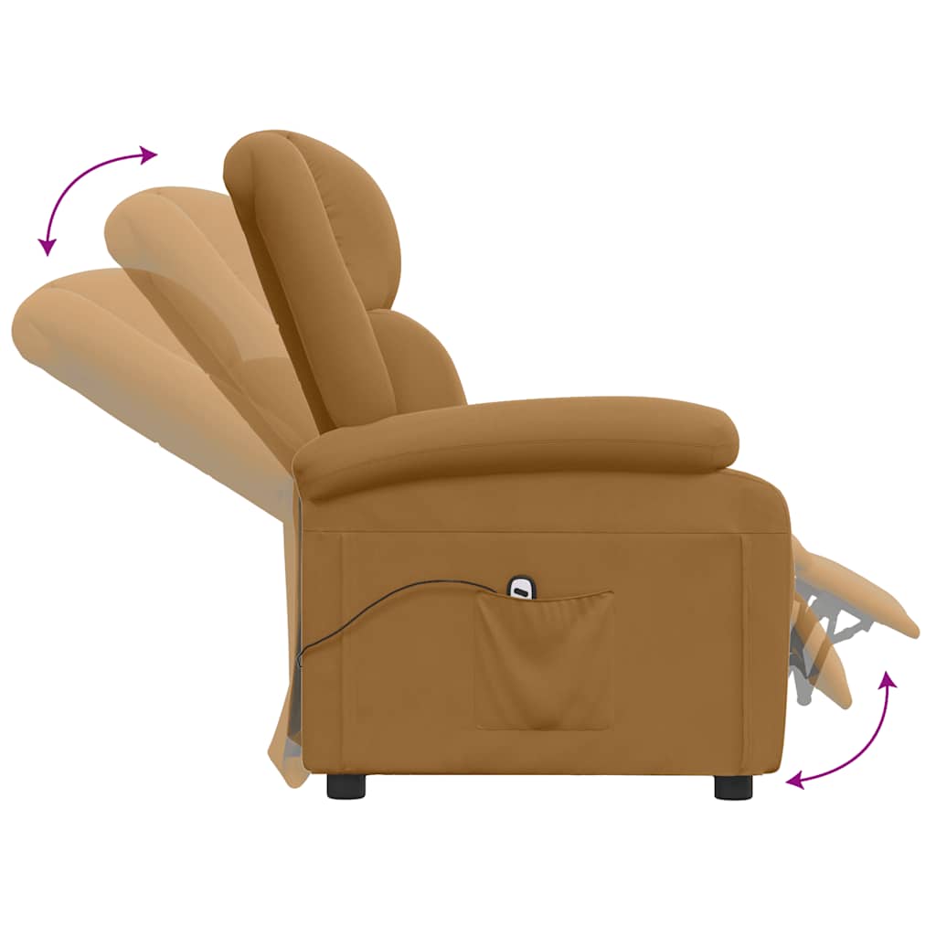 eldrevet massagestol fløjl brun