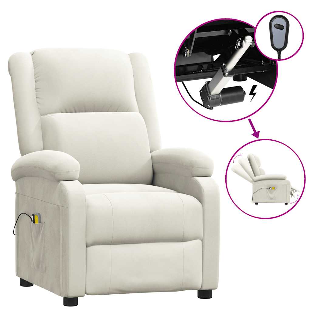 eldrevet massagestol fløjl cremefarvet