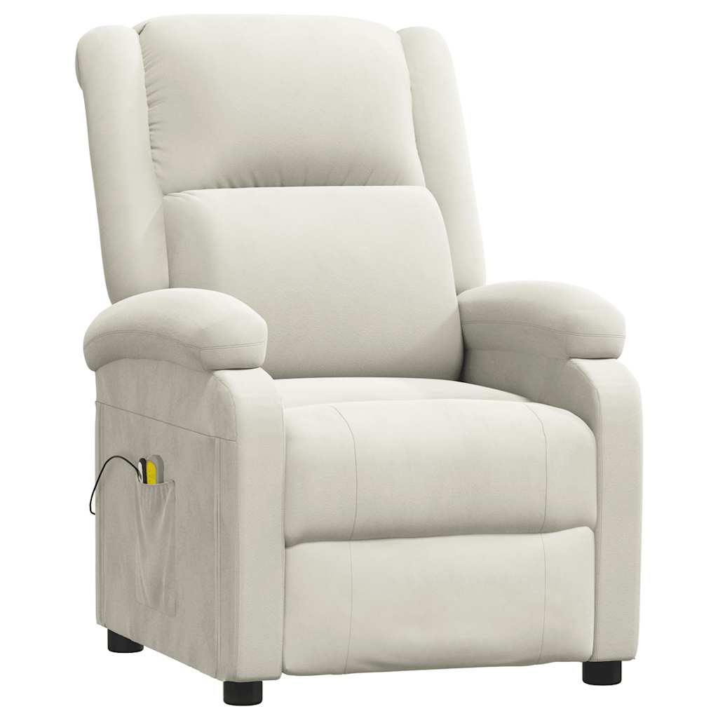 eldrevet massagestol fløjl cremefarvet