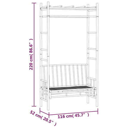 havebænk med pergola 116 cm bambus