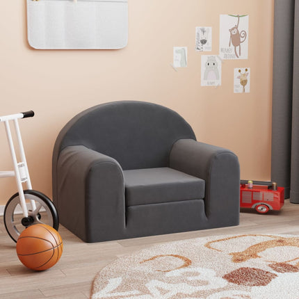 sofaseng til børn blødt plys antracitgrå