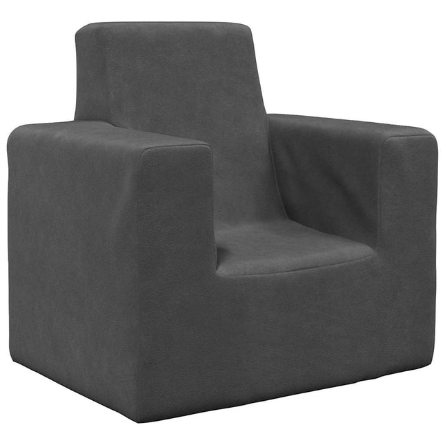 sofa til børn blødt plys antracitgrå