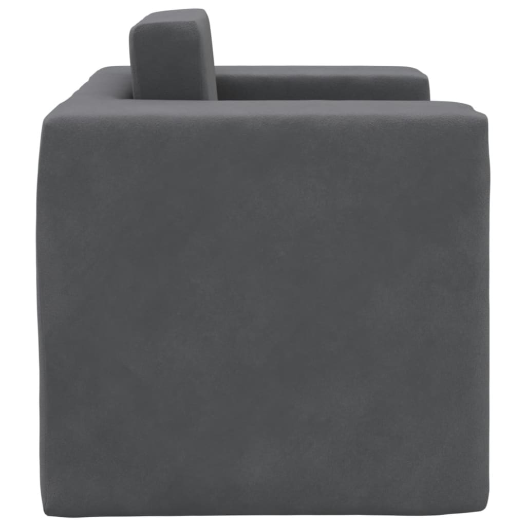 sofaseng til børn blødt plys antracitgrå