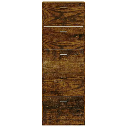 skoskab 59x17x169 cm konstrueret træ røget egetræsfarve