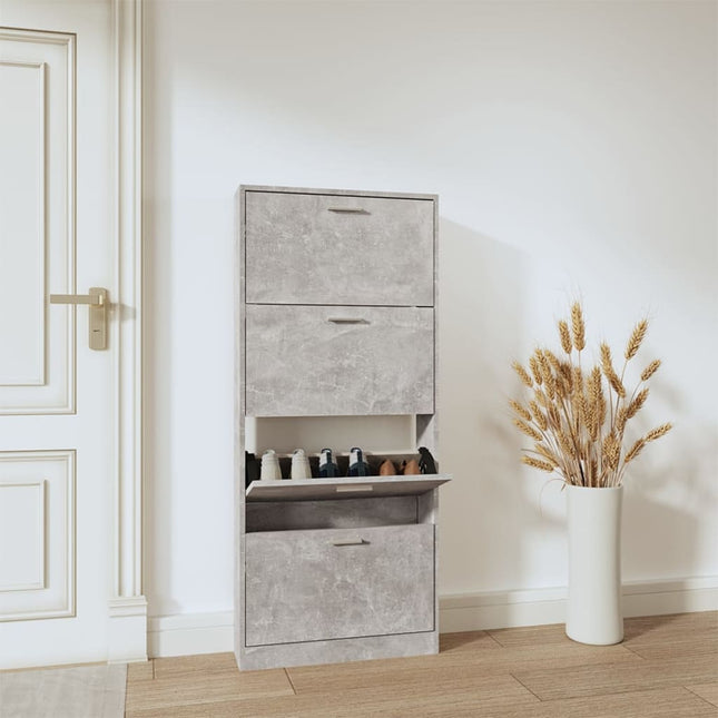 skoskab 59x17x150 cm konstrueret træ betongrå