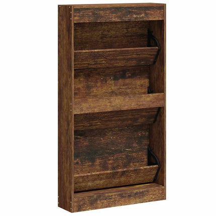 skoskab 59x17x108 cm konstrueret træ røget egetræsfarve