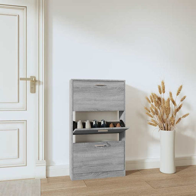 skoskab 59x17x108 cm konstrueret træ grå sonoma-eg