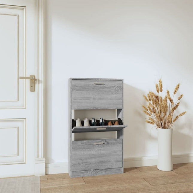 skoskab 59x17x108 cm konstrueret træ grå sonoma-eg