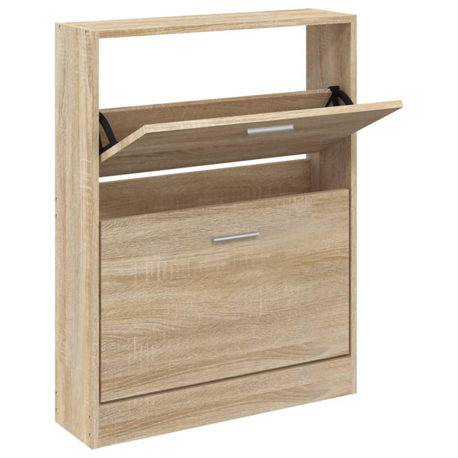 skoskab egetræ 59x17x81 cm konstrueret træ