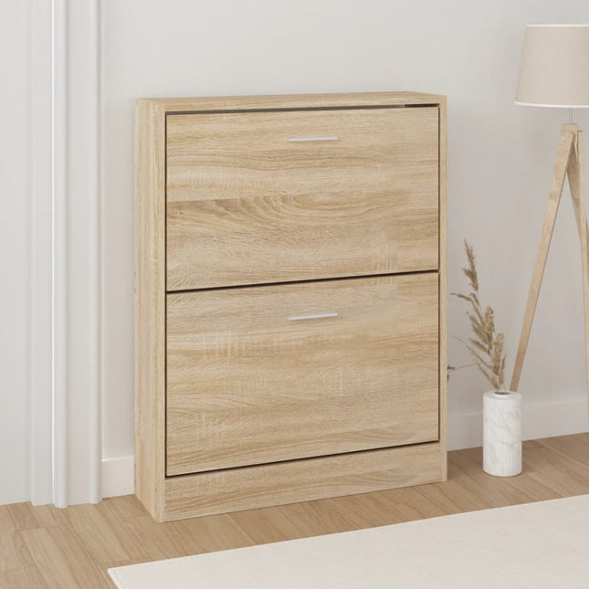 skoskab egetræ 59x17x81 cm konstrueret træ