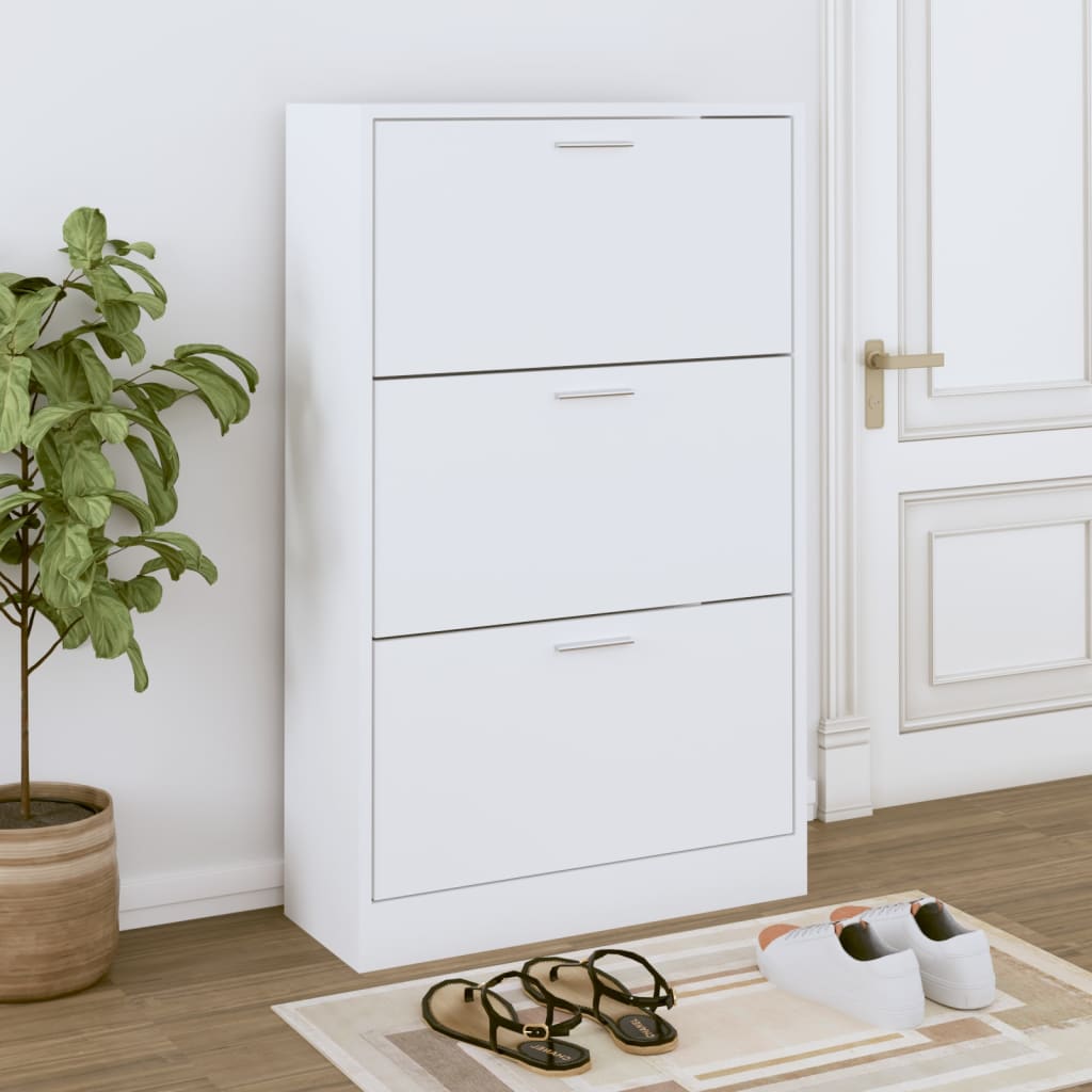 skoskab 63x24x103 cm konstrueret træ hvid