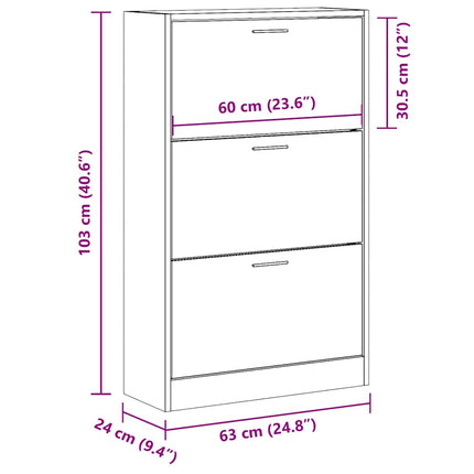 skoskab 63x24x103 cm konstrueret træ sort