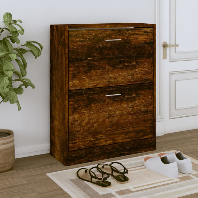 skoskab 63x24x81 cm konstrueret træ røget egetræsfarve