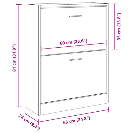 skoskab 63x24x81 cm konstrueret træ brun egetræ