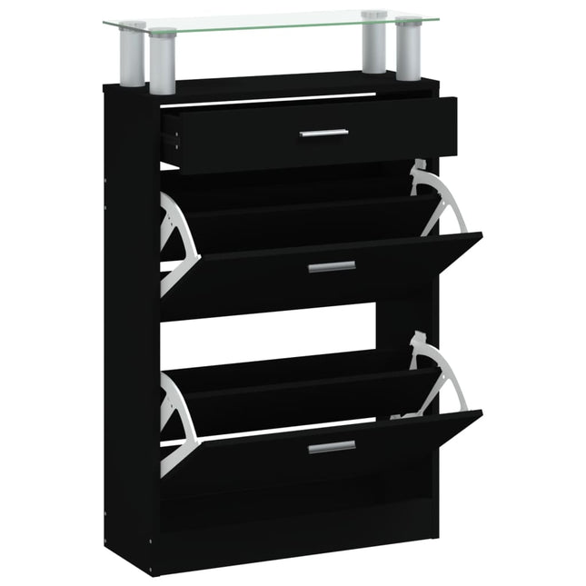 skoskab 63x24x104 cm konstrueret træ sort