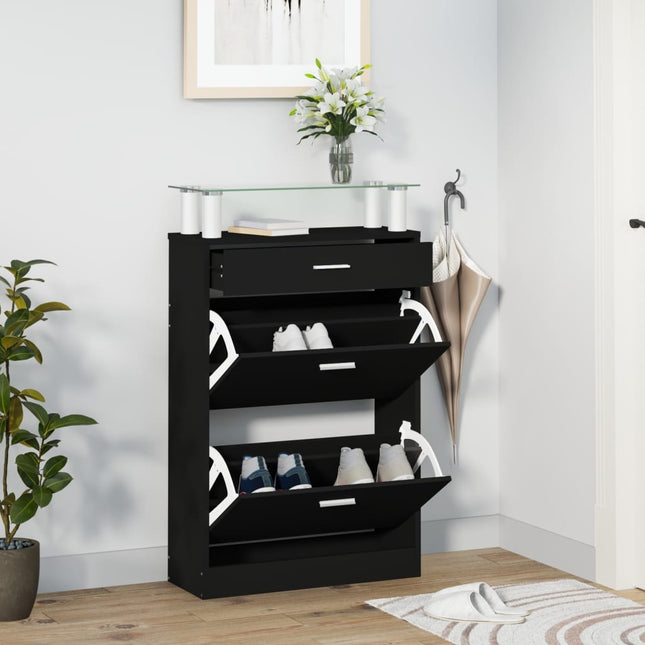skoskab 63x24x104 cm konstrueret træ sort