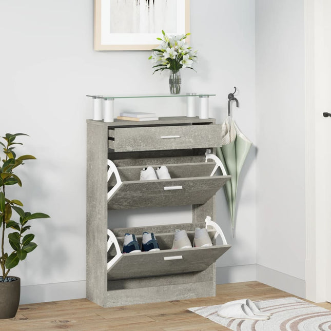 skoskab 63x24x104 cm konstrueret træ betongrå