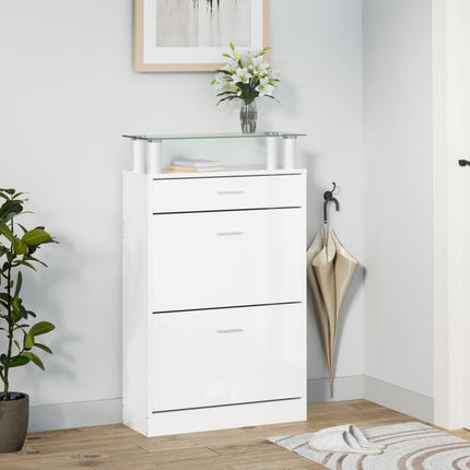 skoreol 63x24x104 cm konstrueret træ hvid højglans