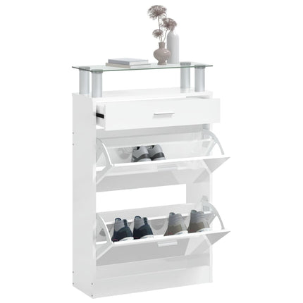 skoreol 63x24x104 cm konstrueret træ hvid højglans