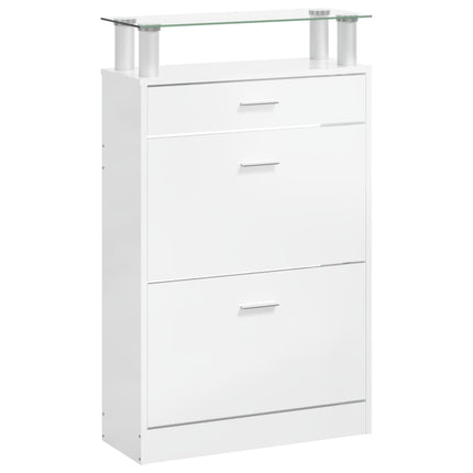 skoreol 63x24x104 cm konstrueret træ hvid højglans