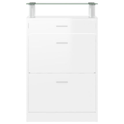 skoreol 63x24x104 cm konstrueret træ hvid højglans
