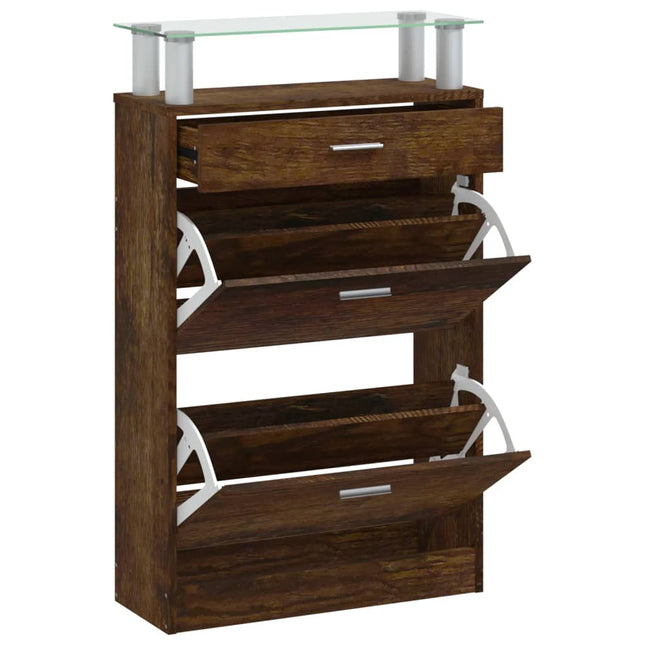 skoskab 63x24x104 cm konstrueret træ røget egetræsfarve
