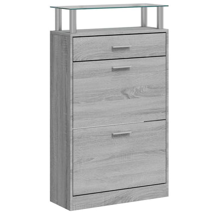 skoskab 63x24x104 cm konstrueret træ grå sonoma-eg