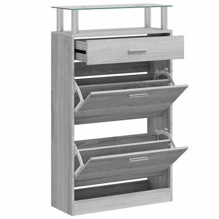 skoskab 63x24x104 cm konstrueret træ grå sonoma-eg